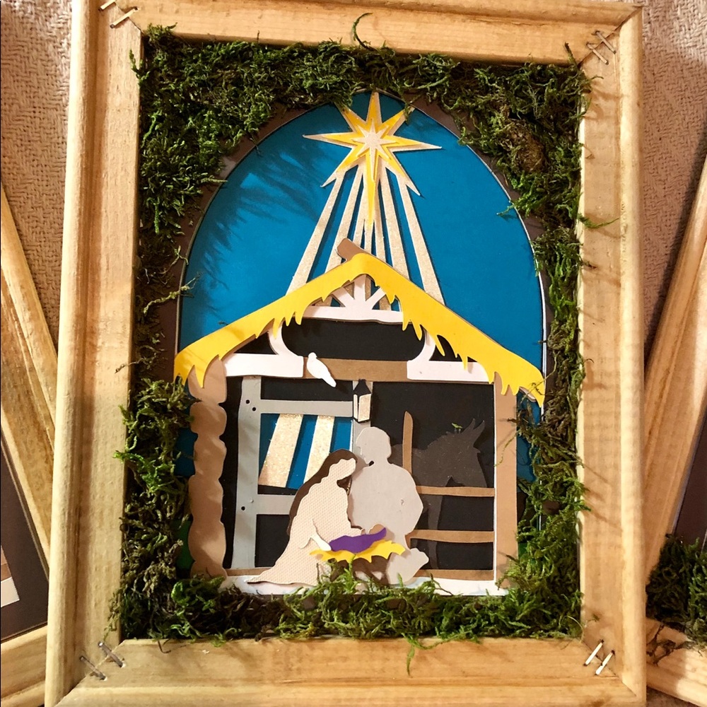 Handmade Reverse Canvas Paper Nativity Scene - Picture 2 of 5